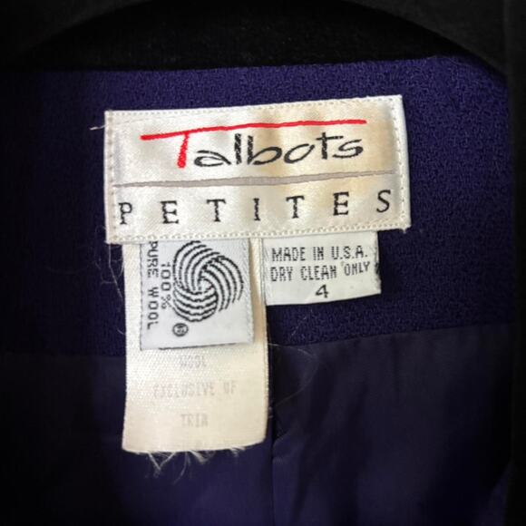 Vintage Talbots Petite Wool Blazer Purple Black Velvet Collar – Size 4P - Picture 3 of 6